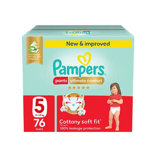Pampers Ultimate Comfort Diapers with Aloe Vera Cream, Size 5, 76 pcs