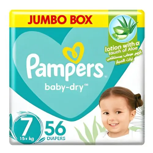 Pampers diapers, diaper rash protection with aloe vera cream, size 7, 56 pcs