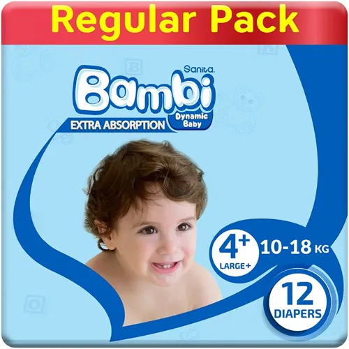 Sanita Bambi Extra Absorption Diapers, Size 4+, 12 pcs