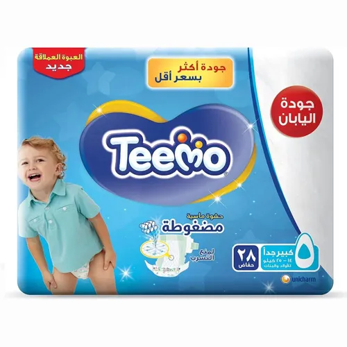 Teemo Compressed Diamond Diapers, Size 5, 28 pcs