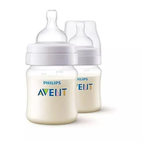 Anti-Colic Plastic Baby Bottle by Avent, 2 Pieces - 125ml