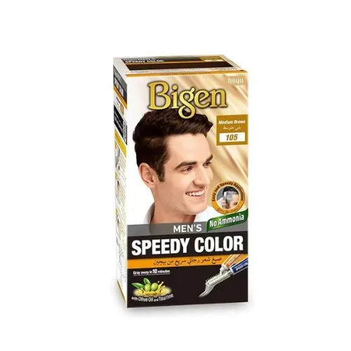 Bigen Men's Speedy Color Ammonia-Free Hair Dye, Medium Brown 105