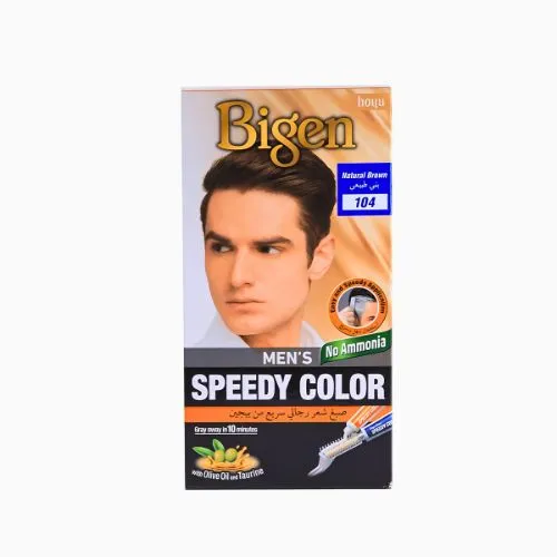 Bigen Men's Speedy Color Ammonia-Free Hair Dye, Natural Brown 104