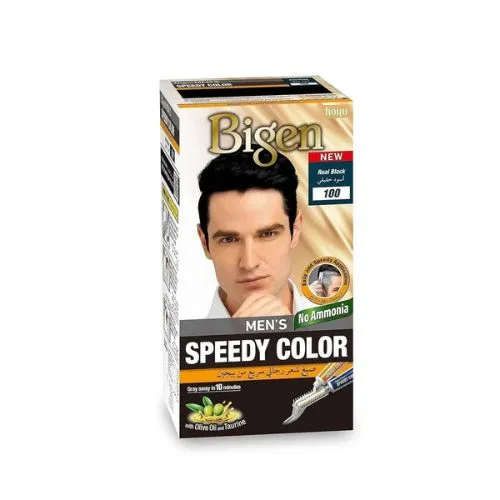 Bigen Men's Speedy Color Ammonia-Free Hair Dye, Real Black 100