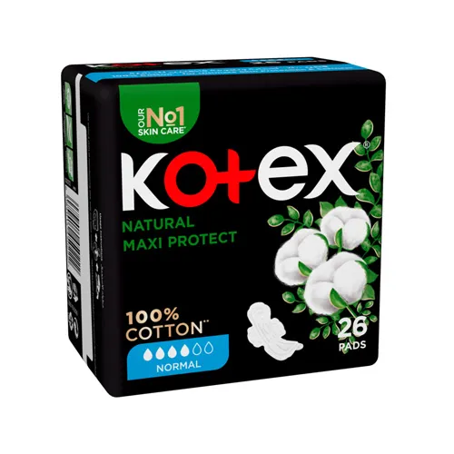 Kotex Natural Cotton Feminine Pads Night, Maxi ,Normal,26 pcs