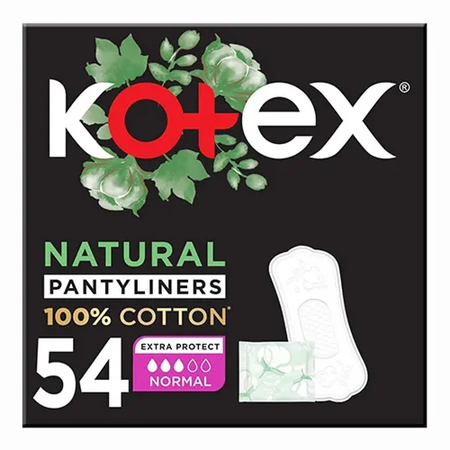 Kotex Natural Cotton Feminine Pantyliners, Normal, 54 pcs