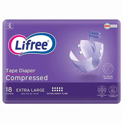Lifree Adult Diaper For Heavy Incontinence, Compressed,Extra Large, 18 pcs
