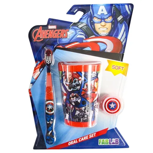 Marvel FabLab Kids Soft Toothbrush with Cup,Avengers