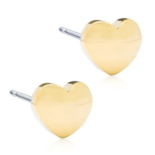 Medical Gold Titanium Heart Earrings Blomdahl, 8 mm