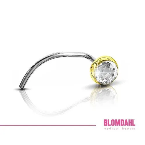 Medical Nose Piercing Gold Titanium Bezel Crystal  Blomdahl, 3 mm