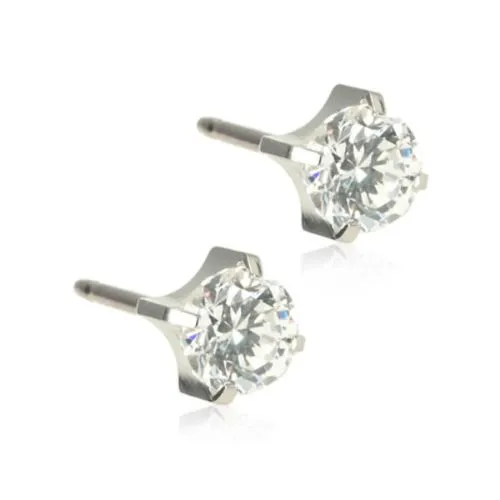 Medical Silver Titanium White Earrings Blomdahl, 5 mm