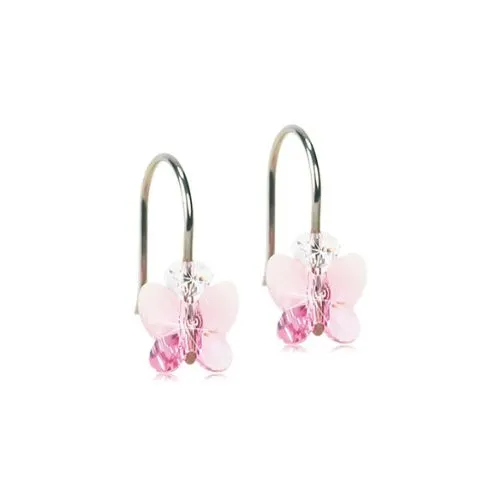 Medical Titanium Butterfly Light Rose Pendant Earrings Blomdahl, 8 mm