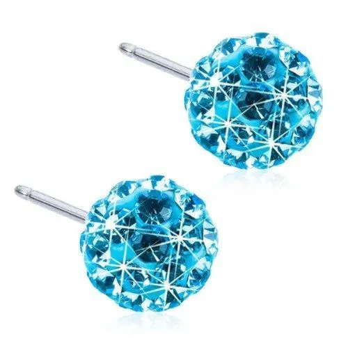 Medical Titanium Crystal Ball Aquamarine Earrings Blomdahl, 6 mm