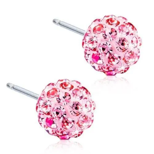 Medical Titanium Crystal Ball Light Rose Earrings Blomdahl, 6 mm