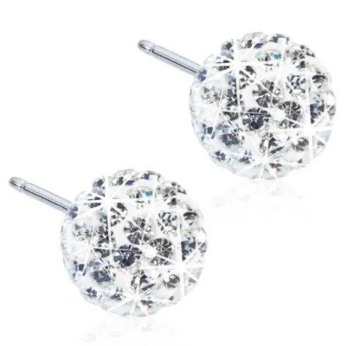 Medical Titanium Crystal Ball White Earrings Blomdahl, 8 mm