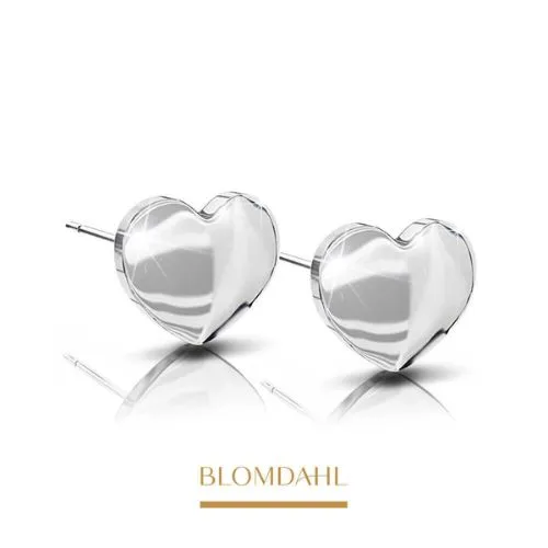 Medical Titanium Heart Shaped Silver Earrings Blomdahl, 5 mm