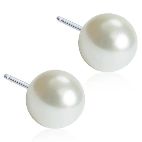 Medical Titanium Pearl White SFJ Earrings Blomdahl, 8 mm