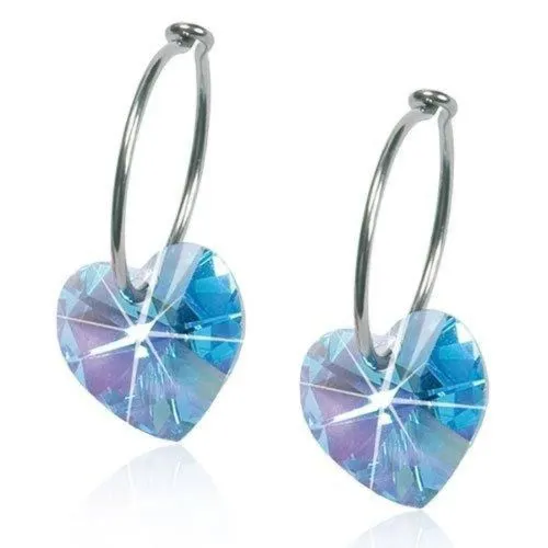 Medical Titanium Pendant Heart Aquamarine Earrings Blomdahl, 10 mm