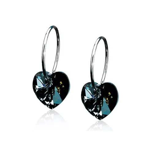 Medical Titanium Pendant Heart Black Diamond Earrings Blomdahl, 14 mm