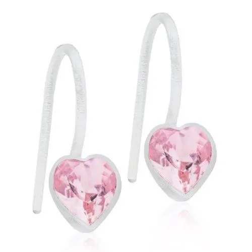 Medical Titanium Pendant Heart Light Pink Crystal Earrings Blomdahl, 6 mm