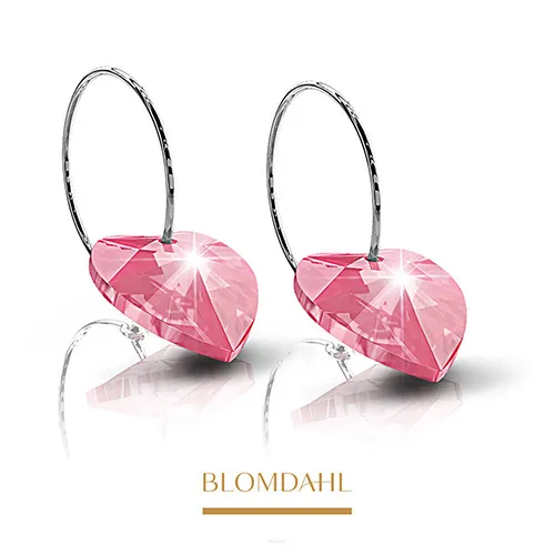Medical Titanium Pendant Heart Rose Earrings Blomdahl, 10 mm