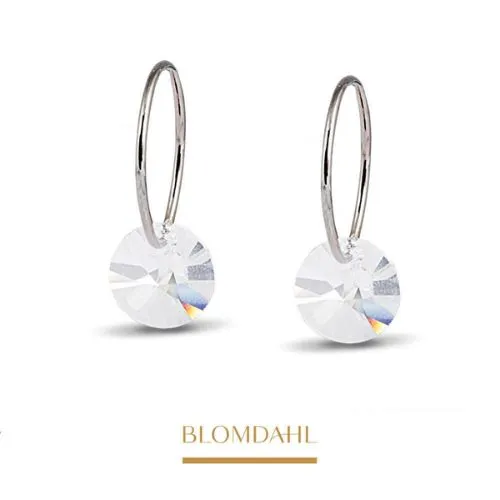 Medical Titanium Pendant Round Crystal Earrings Blomdahl, 8 mm