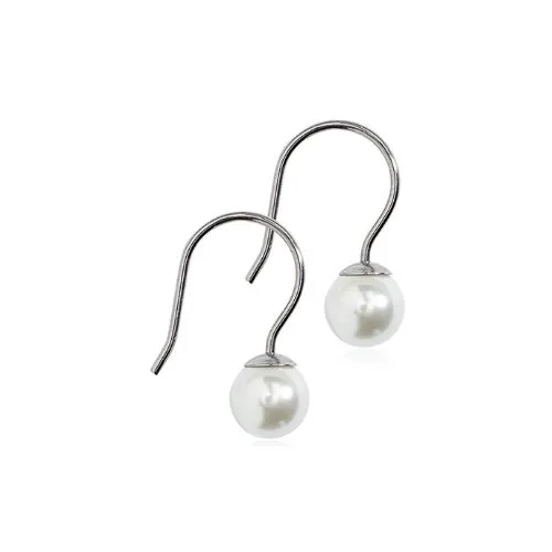 Medical Titanium Small White Pearl Pendant Earrings Blomdahl, 6 mm