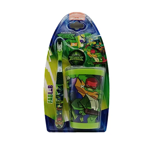 Nickelodeon FabLab Kids Toothbrush with Lid and Cup,Turtles