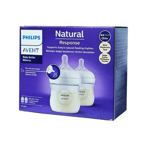 Philips Avent Natural Response Baby Bottle, 0m+, 125ml, 2 Pieces
