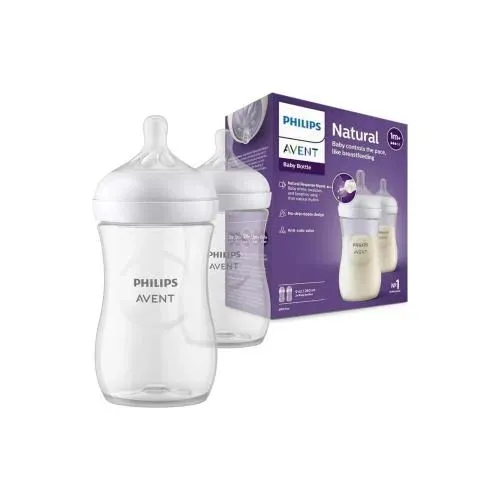 Philips Avent Natural Response Baby Bottle, 1m+, 260ml, 2 Pieces