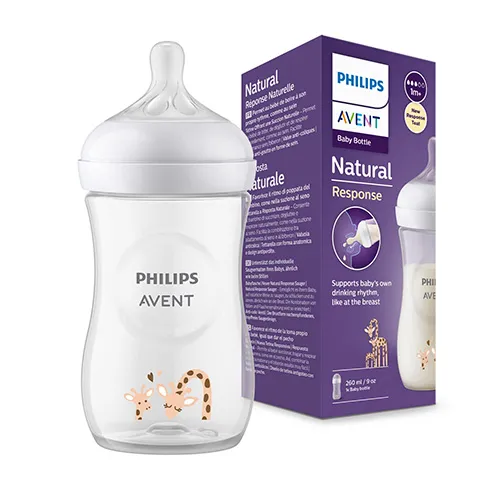 Philips Avent Natural Response Baby Bottle, 1m+, Giraffe Design, 260ml