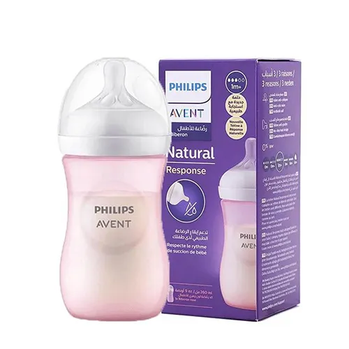 Philips Avent Natural Response Baby Bottle, 1m+, Pink, 260ml