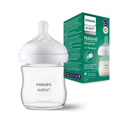 Philips Avent Natural Response Glass Baby Bottle, 0m+, 120ml