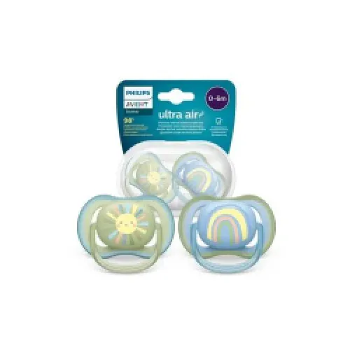 Philips Avent Ultra Air Pacifiers, 0-6m, Blue & Green, 2 Pieces