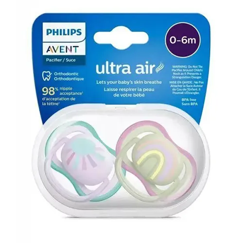 Philips Avent Ultra Air Pacifiers for Girls, 0-6m