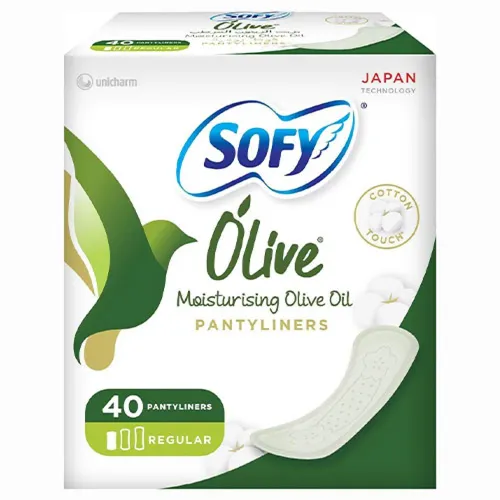 Sofy Olive Oil Moisturizer Cotton Feminine Pantyliners Unscented, Normal, 40 pcs