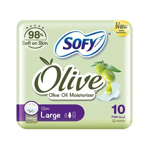 Sofy Olive Oil Moisturizer Cotton Pads, Slim, Large ,10 pcs