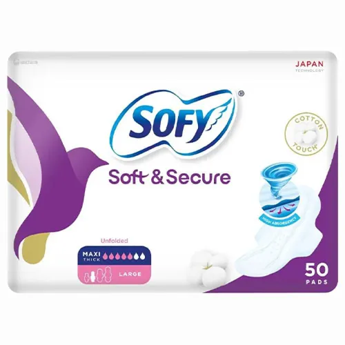 Sofy Soft And Secure Cotton Feminine Pads Maxi Compressed, Large, 50 pcs