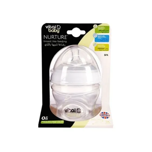 Vital Baby Nourish Glass Breast-Like Feeding Bottle, 150 ml