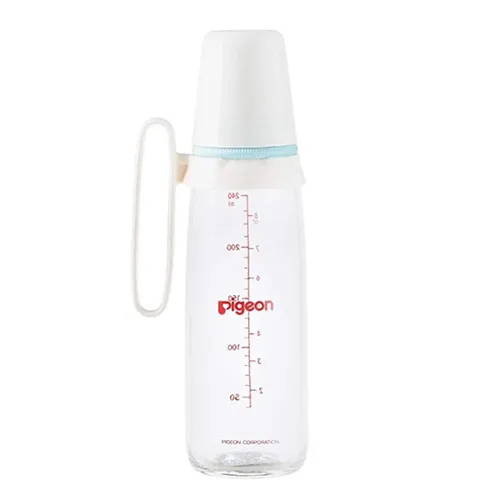 Pigeon Glass Feeding Bottle with Handle, 240 ml