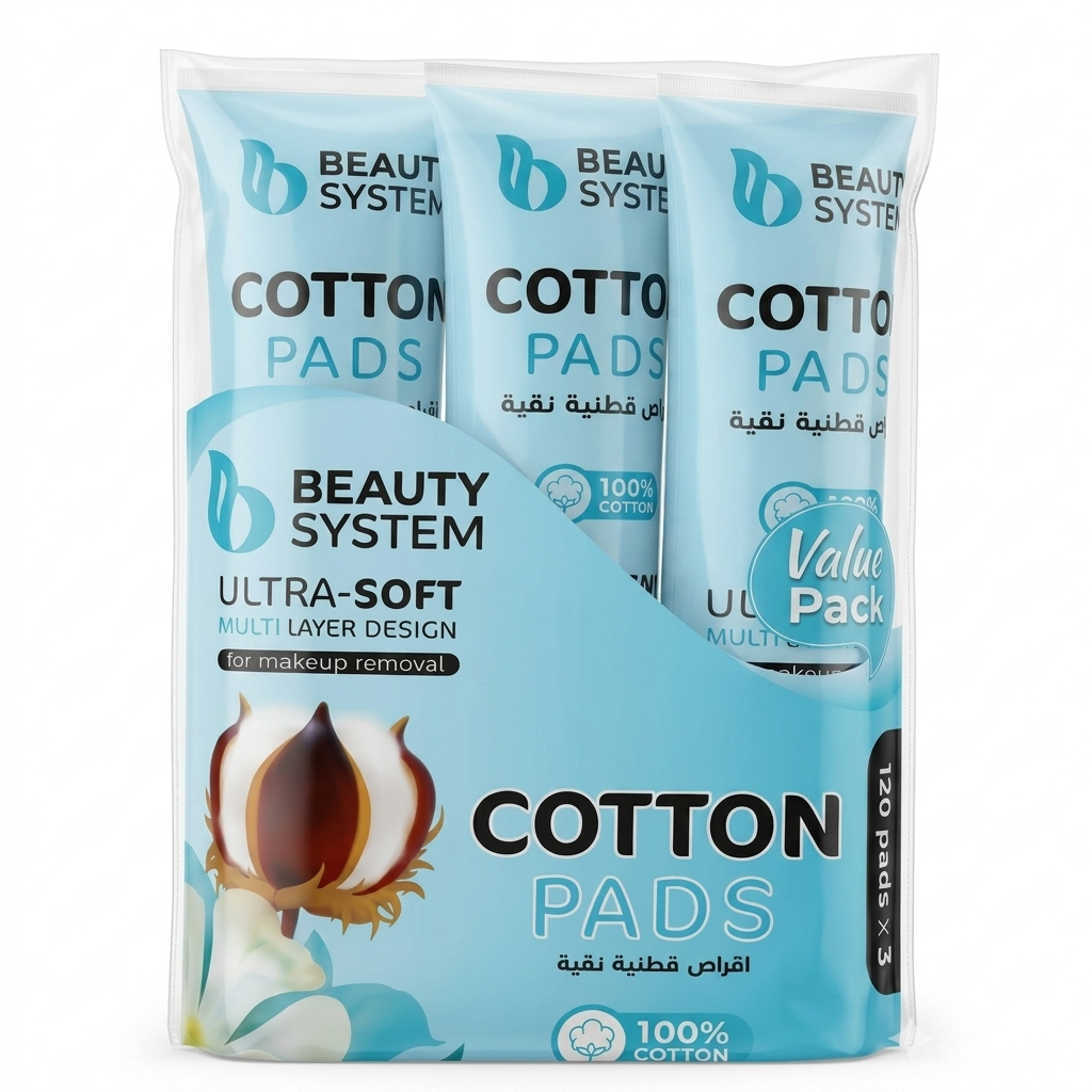Pure Cotton Pads, 120 Pads × 3 By Beauty System
