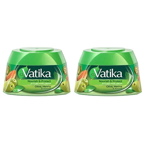 Vatika Hair Styling Cream With Olive, Henna & Almond, 140ml 1+1 Offer