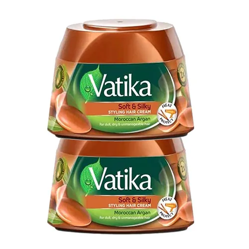 Vatika Moroccan Argan Hair Styling Cream, 140ml 1+1 Offer