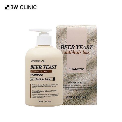 3W Clinic Beer Yeast Anti-Hair Loss Shampoo, 500ml