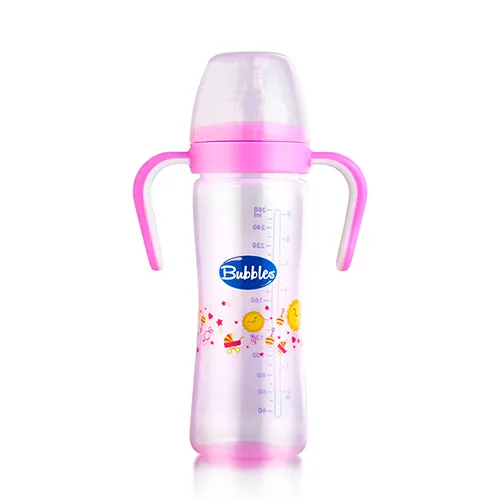 Baby Feeding Bottle With Handle from Bubbles Classic, Rose, 270 ml
