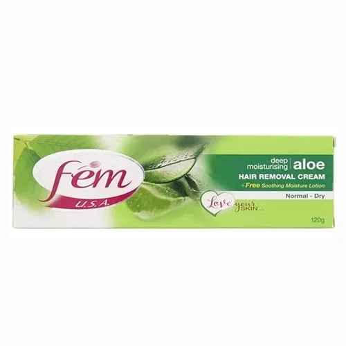 Fem Hair Remover Cream for Normal and Dry Skin with Aloe Vera Extract, 120 gm