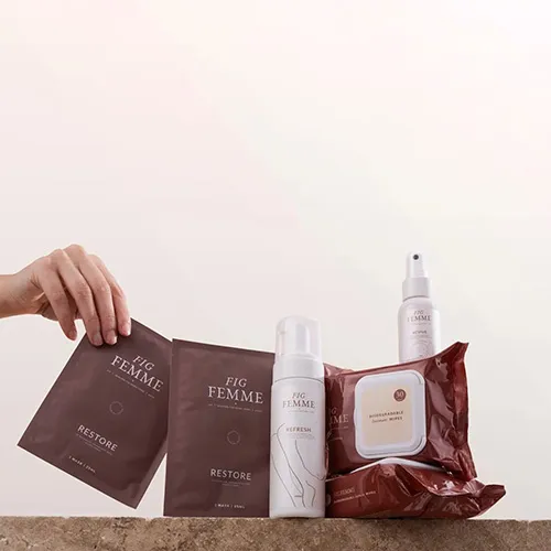 Fig Femme Women's Intimate Care Set, 2 Masks + 2 Wipes + Wash + Hydrating Spray