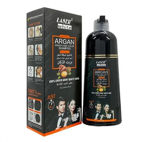 Laser White Hair color Shampoo with Argan Oil Brown Black , 420 ml