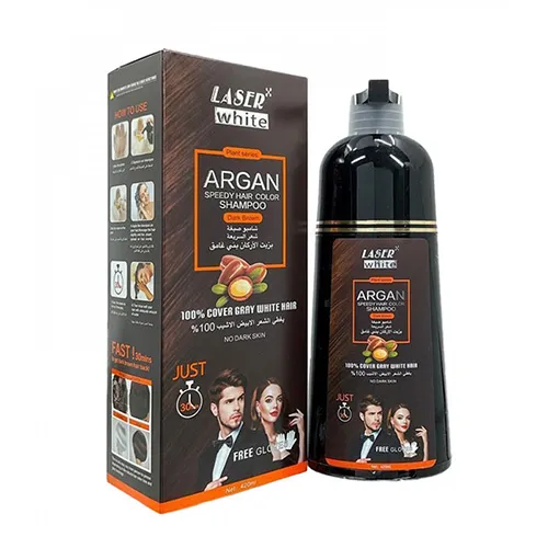 Laser White Hair color Shampoo with Argan Oil Dark Brown , 420 ml