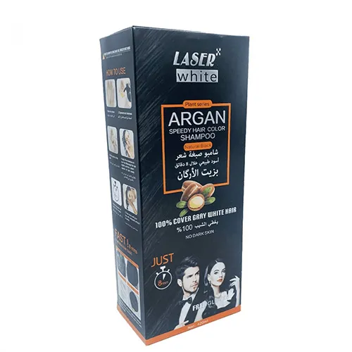 Laser White Hair color Shampoo with Argan Oil Natural Black , 420 ml